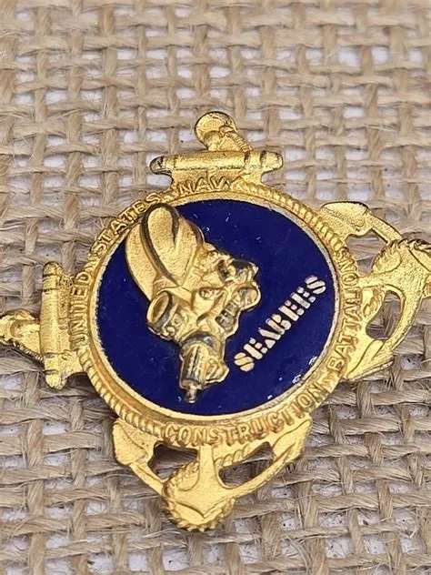 WWII Sterling Silver Enameled Seabees Pin Construction Battalions Metal ...