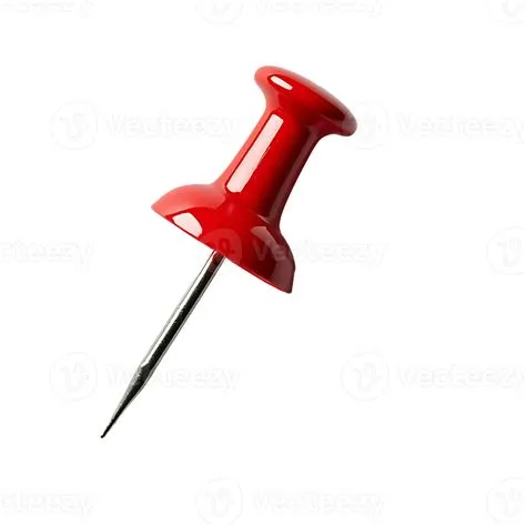 Red push pin isolated on a transparent background, perfect for use in ...