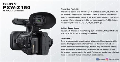 Vizen - Sony PXW-Z150 4K XDCAM Camcorder •Single 1" Exmor RS CMOS ...