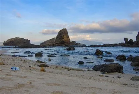Dramatic Sunset Around Papuma Beach in Jember, East Java, Indonesia ...