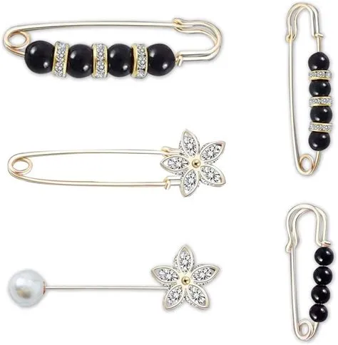 Amazon.com: 9 Pcs Pearl Brooch Pins, Safety Pins for Clothes Sweater ...