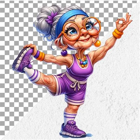 Funny Grandma Gym Clipart: Watercolor Fitness Granny (digital Download ...