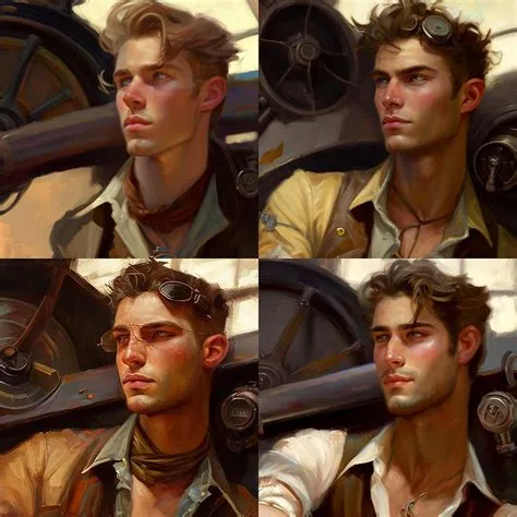 young beautiful man airy pin up sci fi steam pu by Asar Studios Digital ...