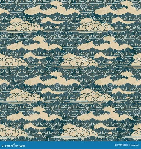 Seamless Vector Hand Drawn Traditional Japanese Cloud Pattern Stock ...