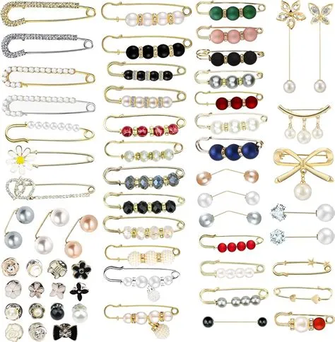 Amazon.com: 60 Pcs Pearl Brooch, Pant Waist Tightener Safety Pins, Faux ...
