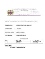 SIMON Daud J . B Plan for E- Commerce.docx - DIPLOMA IN INFORMATION AND ...