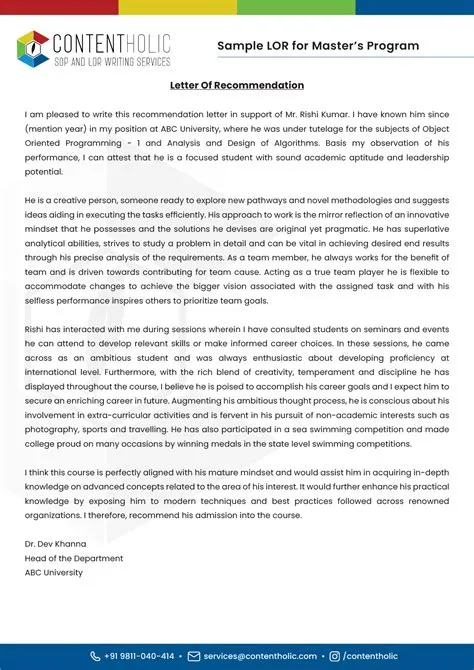 Academic LOR Samples, Formats, and Examples in 2025-26