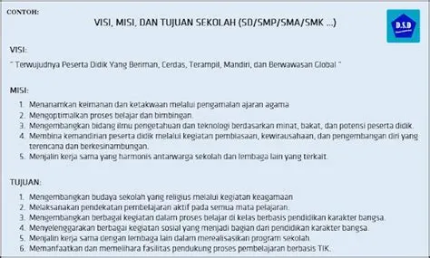 Tahapan Penyusunan dan Contoh Visi Misi Tujuan Sekolah - Dokumen ...
