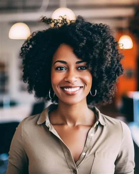 Premium Photo | Attractive black woman in her 30s on a laptop