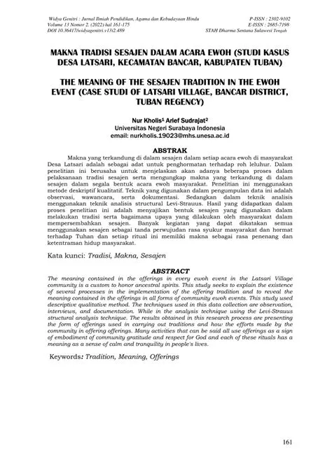(PDF) MAKNA TRADISI SESAJEN DALAM ACARA EWOH