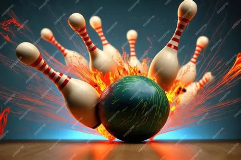 Premium Photo | A bowling ball is hitting the pins and the word bowling ...