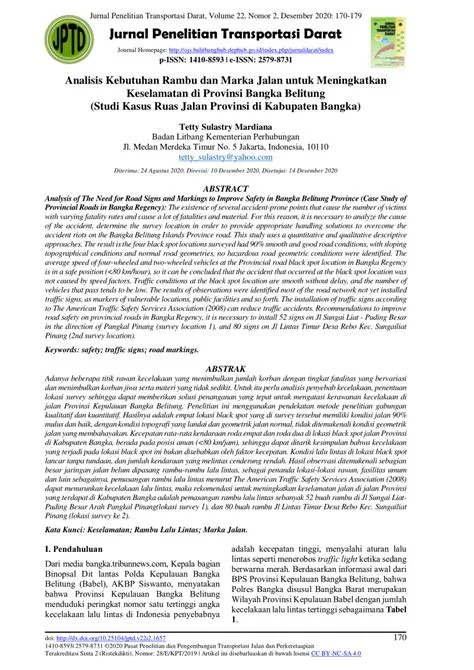 (PDF) Analisis Kebutuhan Rambu dan Marka Jalan untuk Meningkatkan ...
