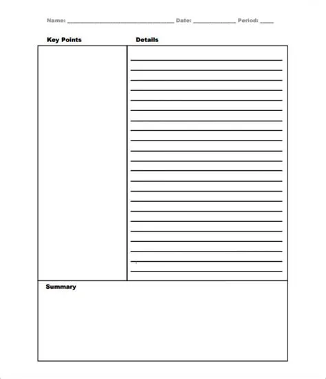 Cornell Notes Template Printable