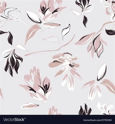 Seamless pastel grey floral pattern with foliage Vector Image