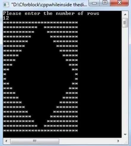 C hollow diamond pattern inside the square - Code for Java c