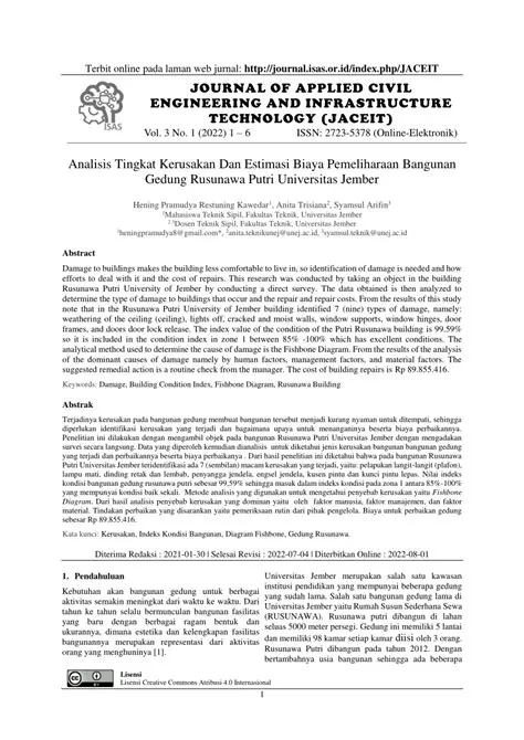 (PDF) Analisis Tingkat Kerusakan Dan Estimasi Biaya Pemeliharaan ...