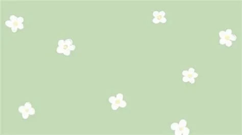 Soft Green Hand-drawn Flowers Aesthetic Desktop Wallpaper