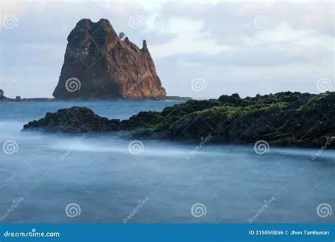Panorama on Tanjung Papuma Beach, Jember District Stock Photo - Image ...