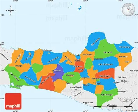Political Simple Map of Central Java, single color outside, borders and ...