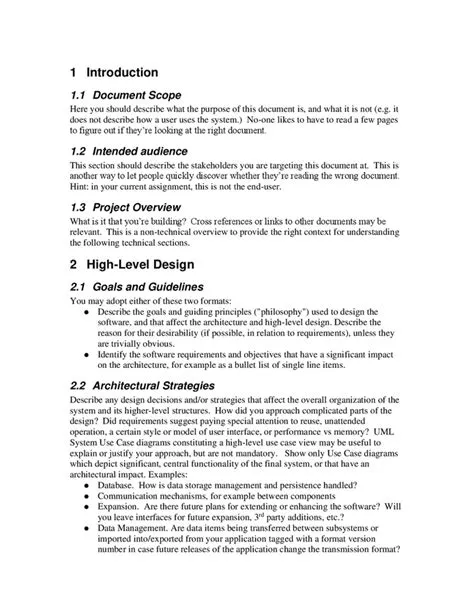 Design document template in Word and Pdf formats - page 3 of 6