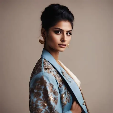 Premium AI Image | Indian fashion model with jacket fashion model