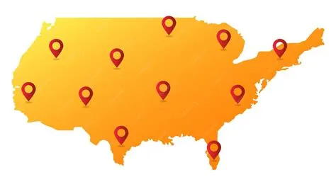 Premium Vector | Usa united states map pin location vector illustration