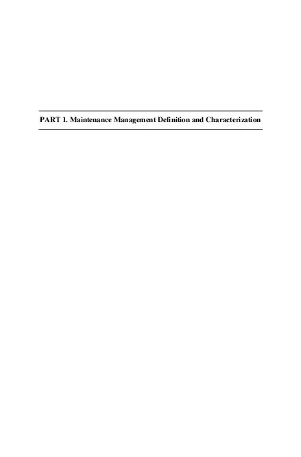 (PDF) PART 1. Maintenance Management Definition and Characterization