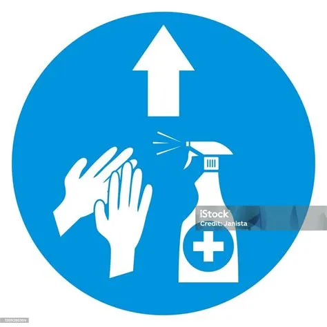 Arah Ke Desinfeksi Label Lantai Tanda Vektor Ilustrasi Stok - Unduh ...