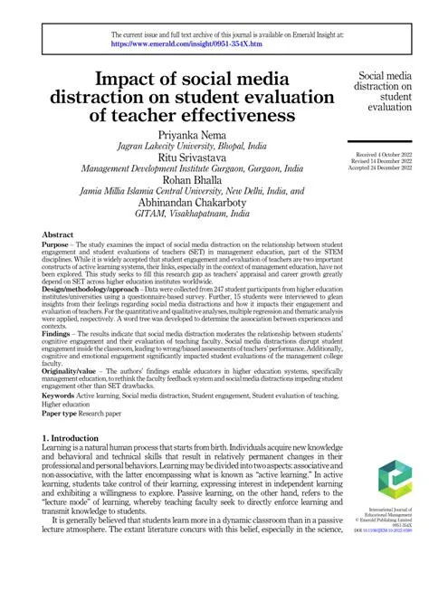 (PDF) Impact of social media distraction on student evaluation of ...