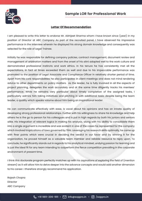 Professional LOR Samples and Examples in PDF format for Study Abroad