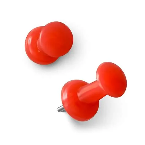 Red push pin. Realistic red paperclip. Needle for fixation memo on ...