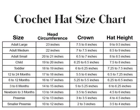 Hat Size Chart For Crochet - Minimalist Chart Design