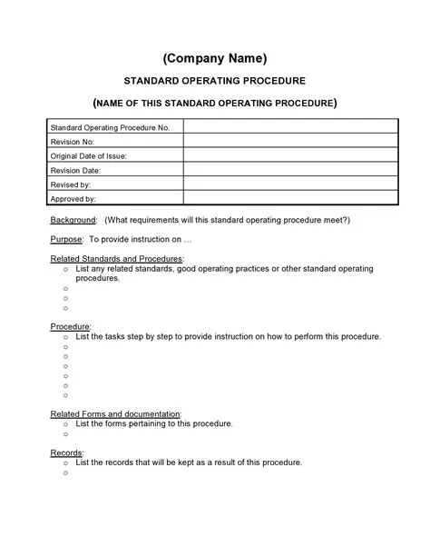 Procedure Template Standard Operating Procedure Template 15