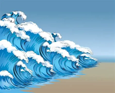 A Big Wave. Vector Tsunami Drawing Stock Vector - Illustration of ...