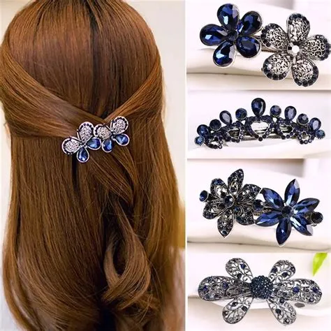Fashion Women's Crystal Butterfly Hairpin Vintage Rhinestone Flower ...
