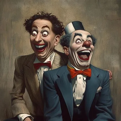 Premium AI Image | two clowns with one wearing a red bow tie and one ...