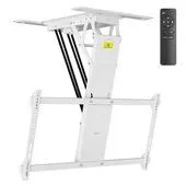 Vivo White Motorized Flip Down Pitched Roof Ceiling TV Mount for 40" to ...