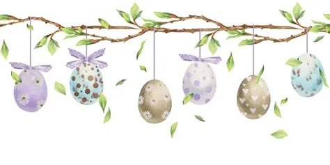 Watercolor hand drawn Easter celebration clipart. Seamless border with ...