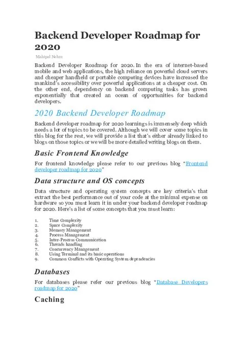 Backend Developer Roadmap For 2020 - PDFCOFFEE.COM