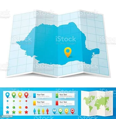 Romania Map With Location Pins Isolated On White Background Stock ...