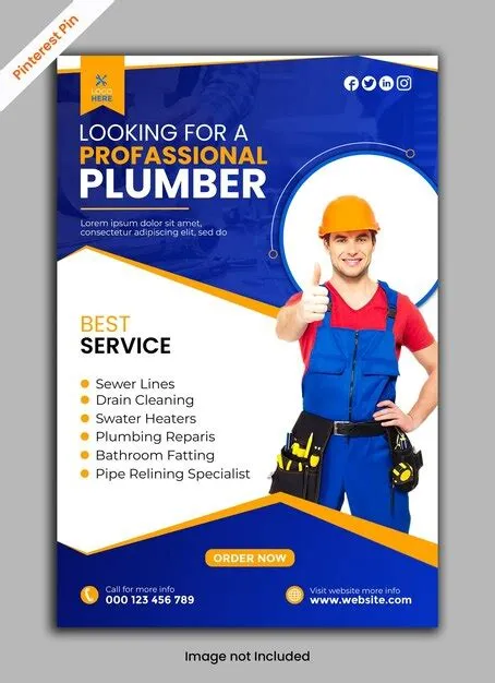 Premium PSD | Plumbing pinterest pin psd template