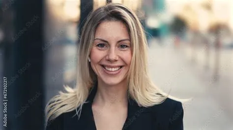 Pretty 30s business woman. Beauty sexy girl look at camera. Happy ...