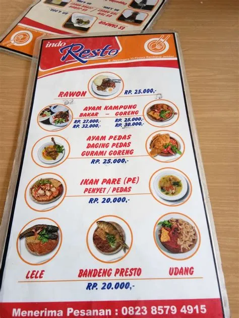 Menu at Indo Resto restaurant, Jember