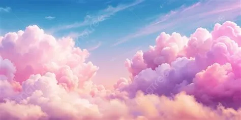 Pink And Purple Clouds In A Blue Sky Background, Pink Fluffy Clouds ...