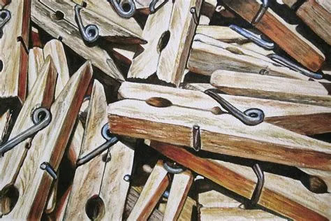 Clothespins in Watercolour Painting by Lillian Bell