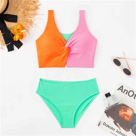 Girls Tankinis Two Pieces Swimsuits Spaghetti Strap Sleeveless Tankini ...