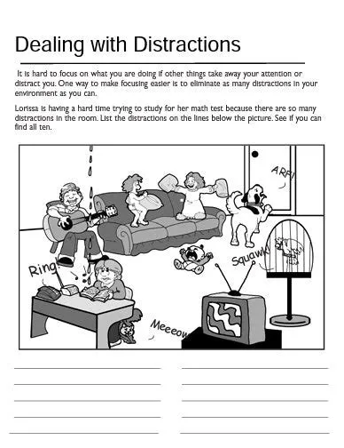 Dealing with Distractions Worksheet (children) – The Counseling Store
