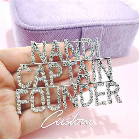 CUSTOM Quote Saying Words Pins, Handmade Bling-bling Name Brooch Pin ...