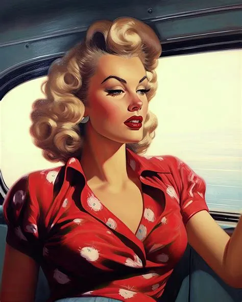 The Most Beautiful Woman 1950s Pin Up Girl Illustration N3004 Digital ...