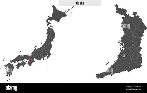map of Osaka prefecture of Japan and location on Japanese map Stock ...